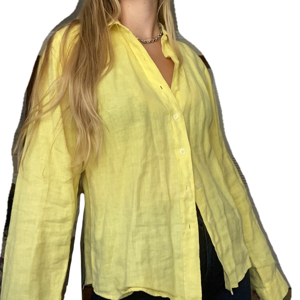 YELLOW LINNEN BUTTON DOWN